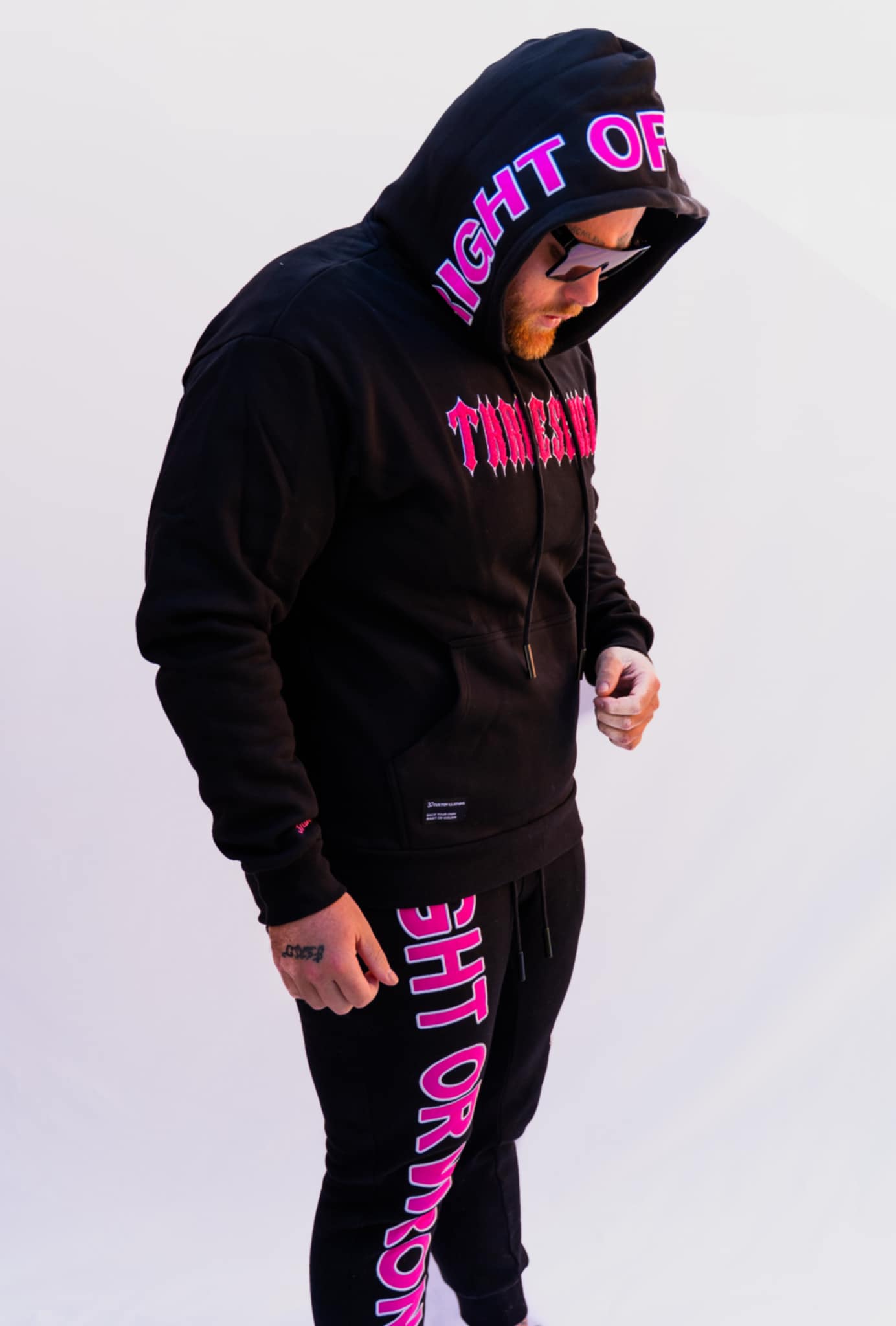 Tracksuit Pants - Right Or Wrong - Black/Pink