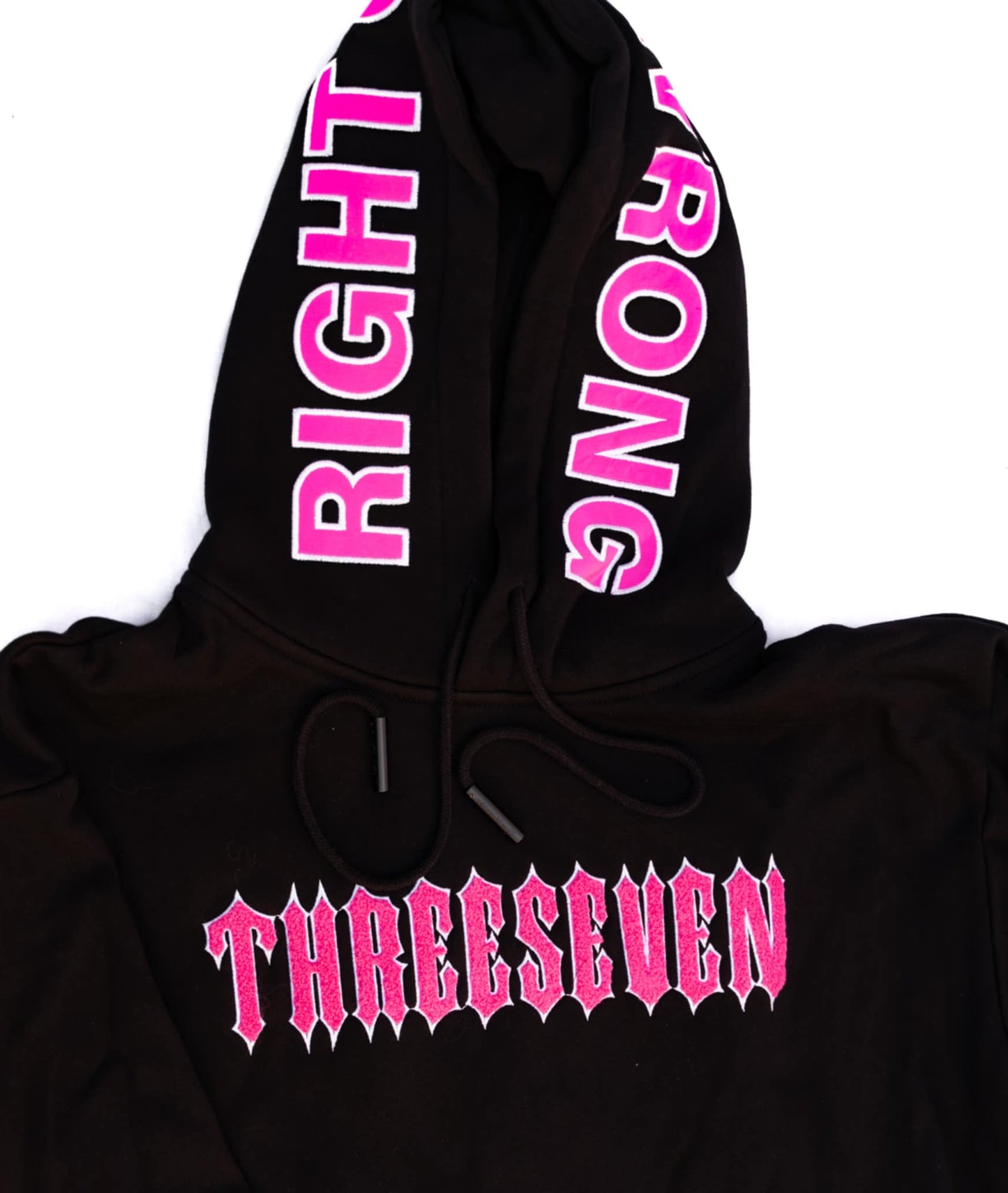 Hoodie - Right Or Wrong - Black/Pink