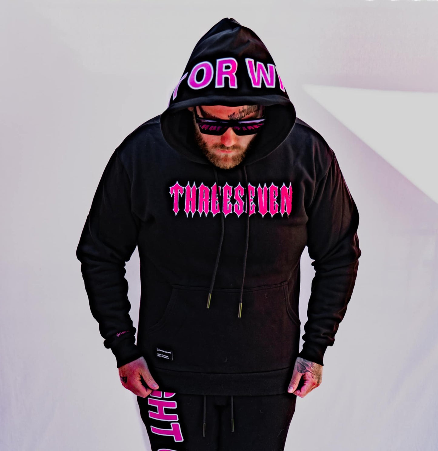 Hoodie - Right Or Wrong - Black/Pink