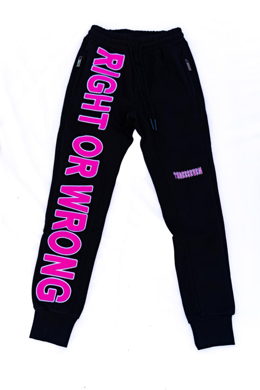 Tracksuit Pants - Right Or Wrong - Black/Pink