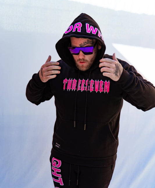 Hoodie - Right Or Wrong - Black/Pink
